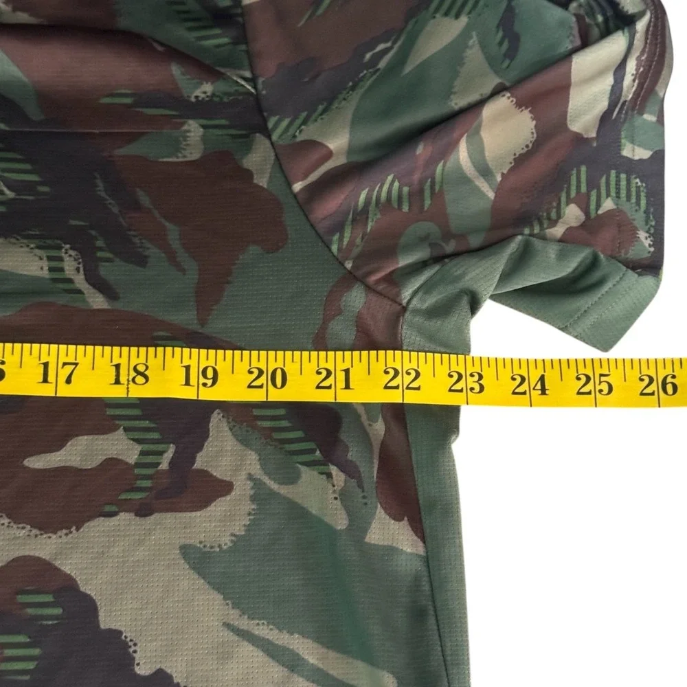 Adidas Shirt mens Large Green Camo Short Sleeve Distressed Prime Green